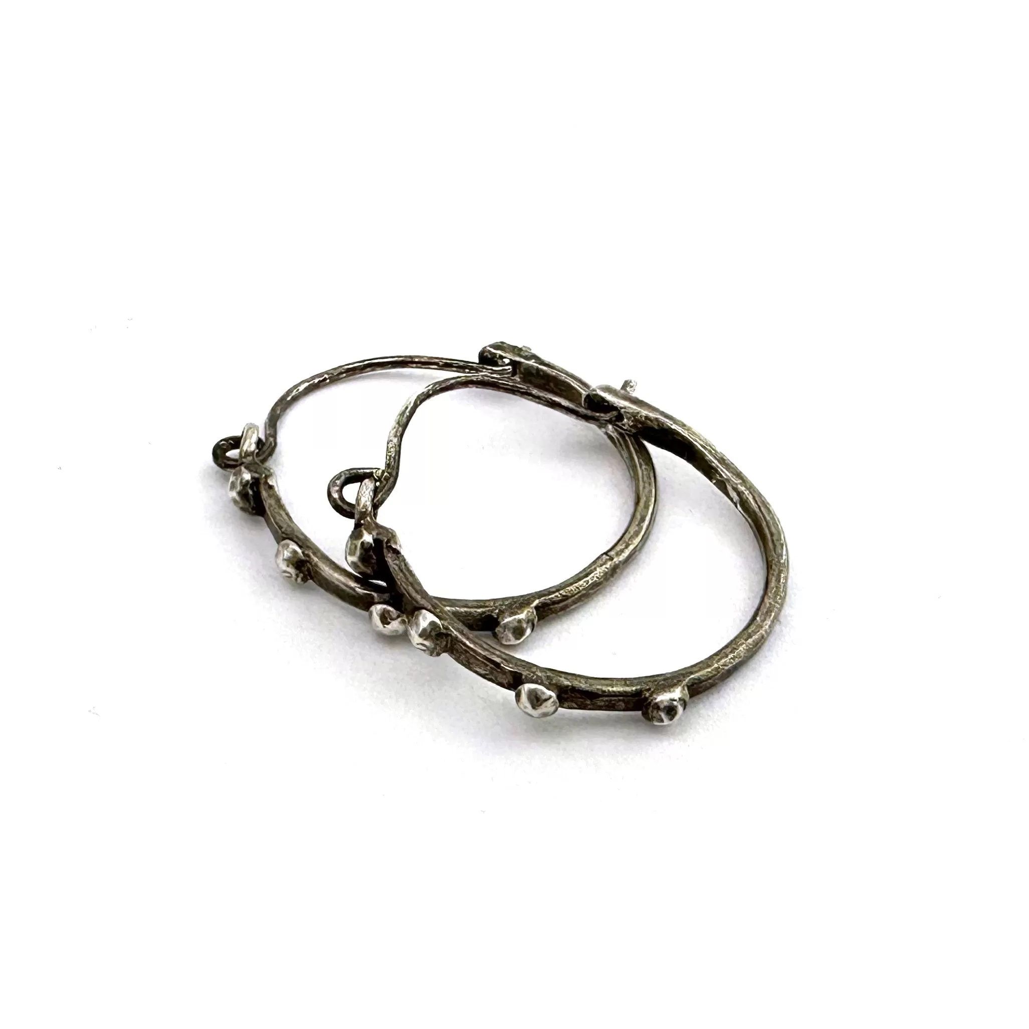 RIVETED Midi Hoops in Silver