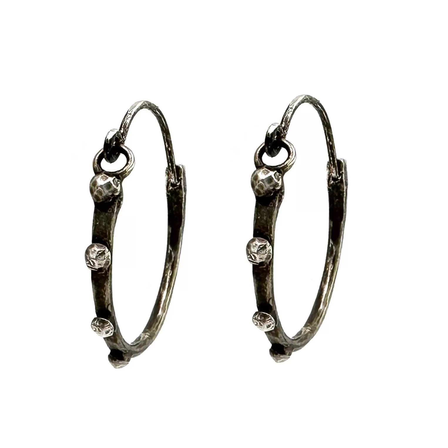 RIVETED Midi Hoops in Silver