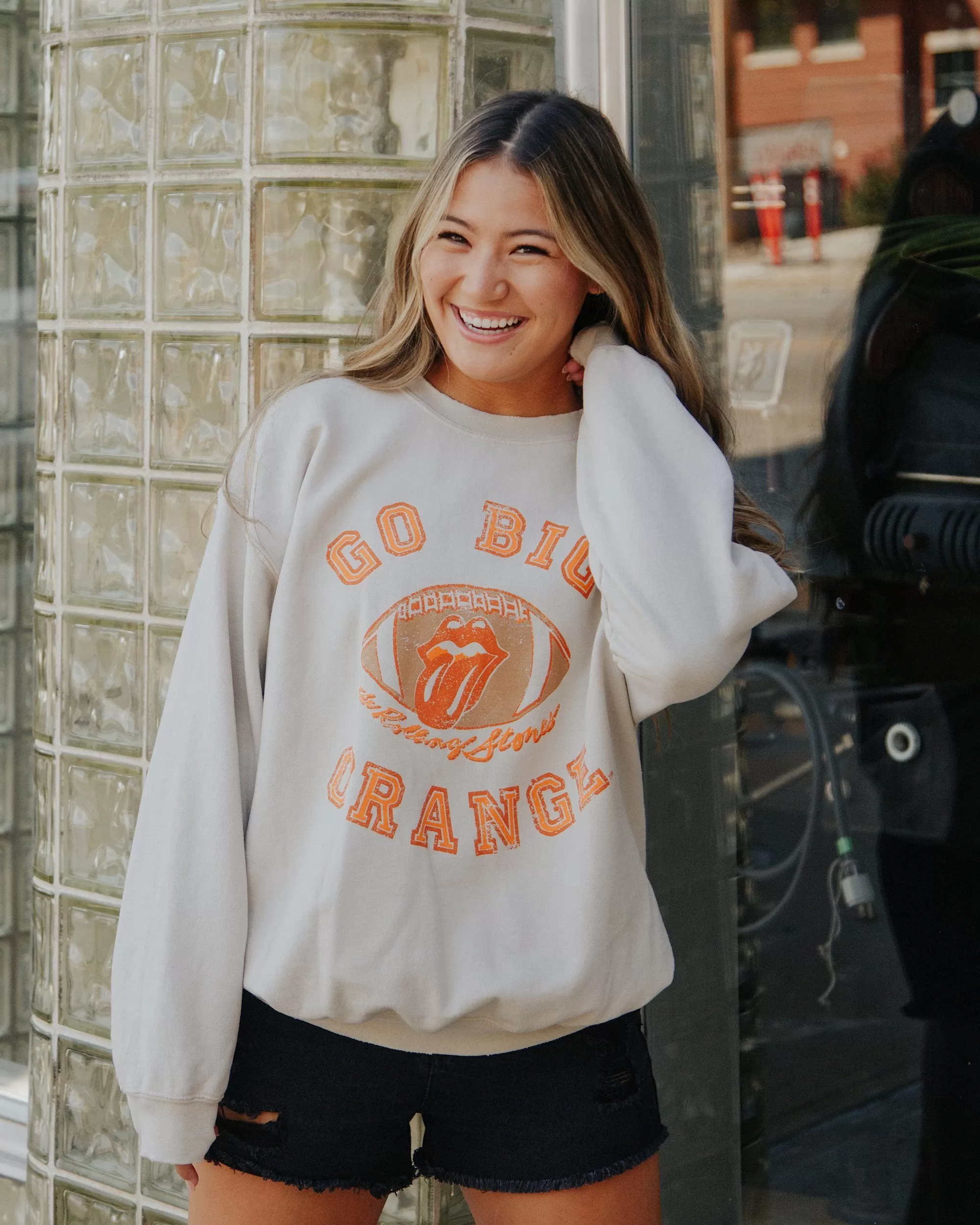 Rolling Stones Go Big Orange Tennessee Football Lick Sand Thrifted Sweatshirt