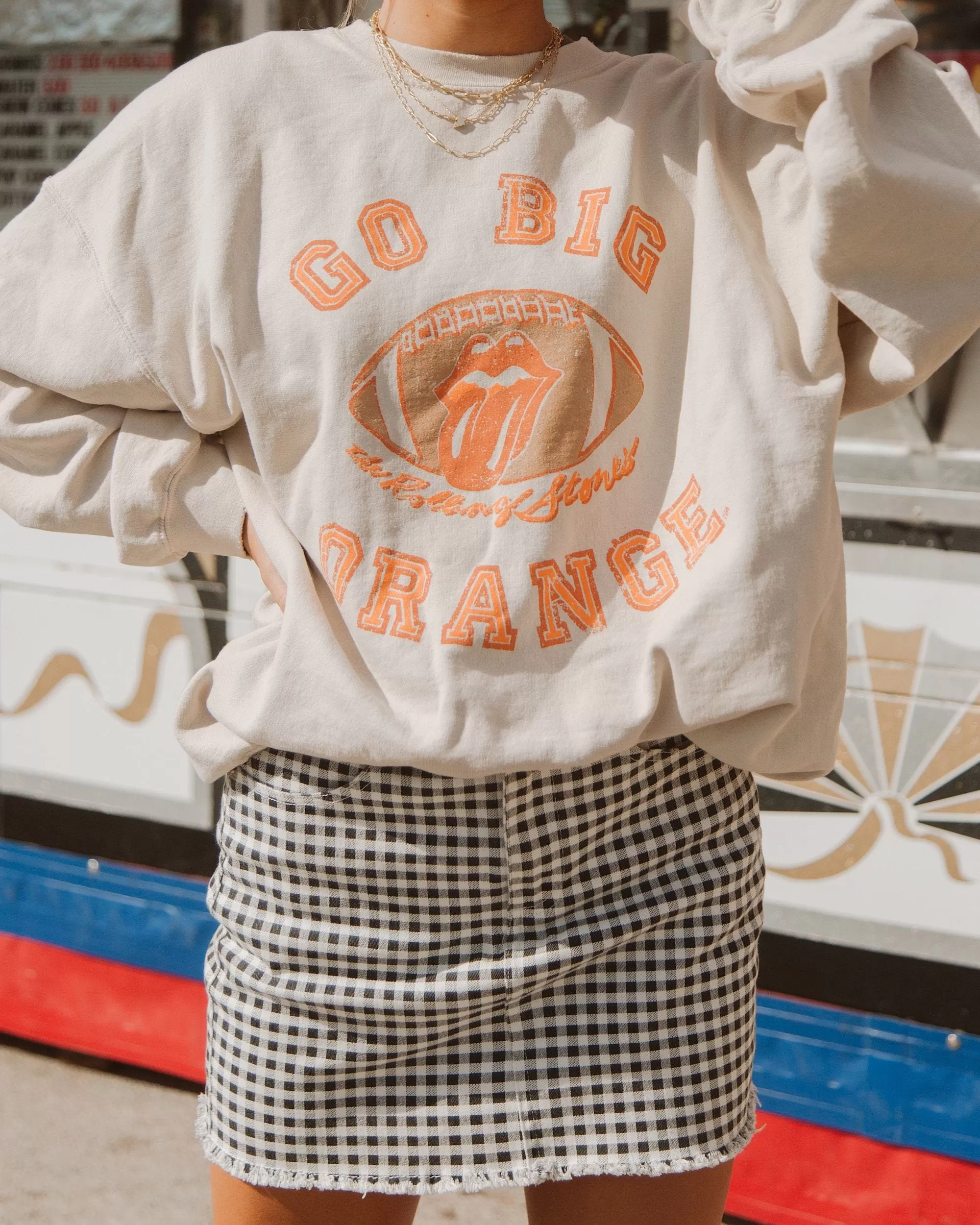 Rolling Stones Go Big Orange Tennessee Football Lick Sand Thrifted Sweatshirt