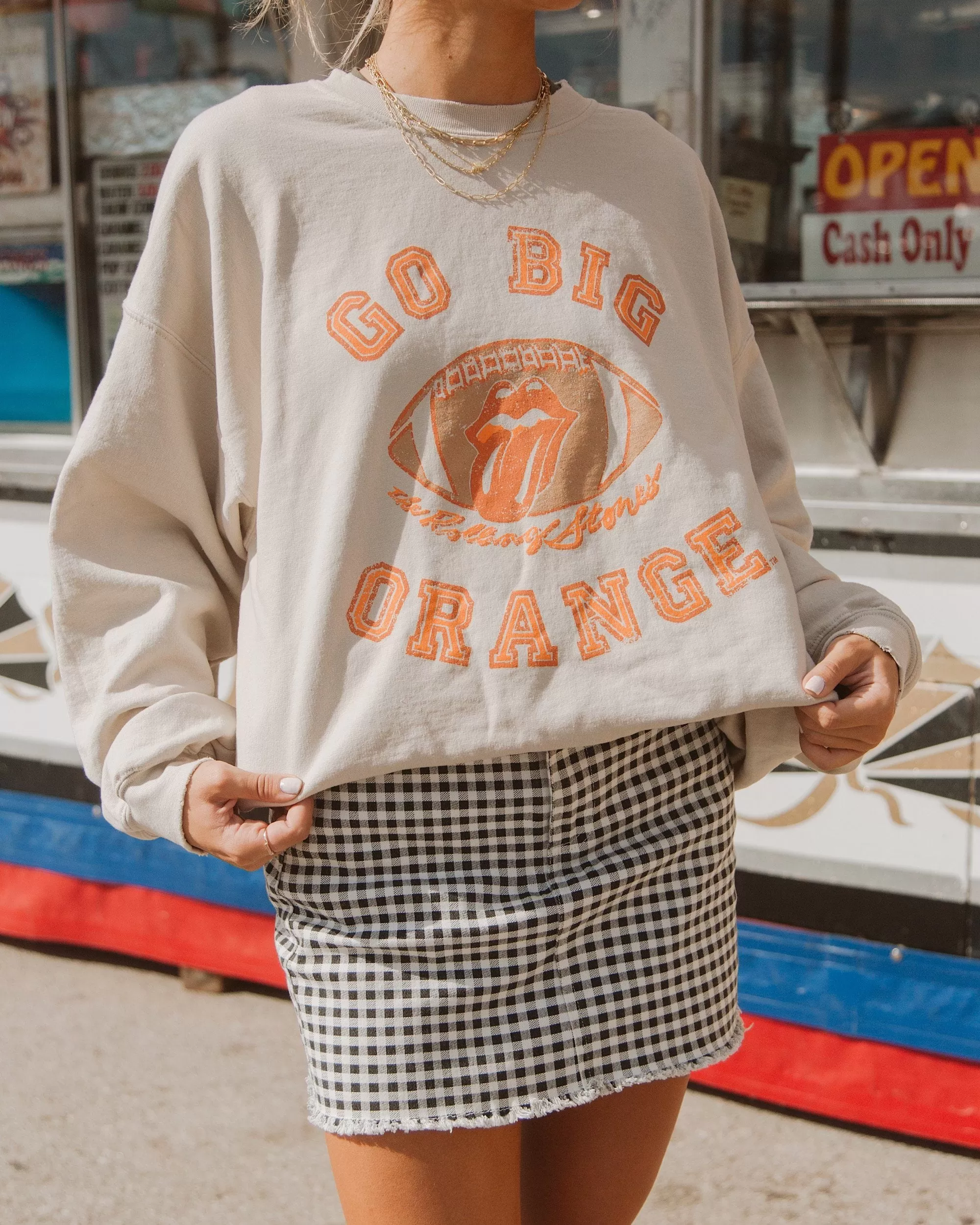 Rolling Stones Go Big Orange Tennessee Football Lick Sand Thrifted Sweatshirt