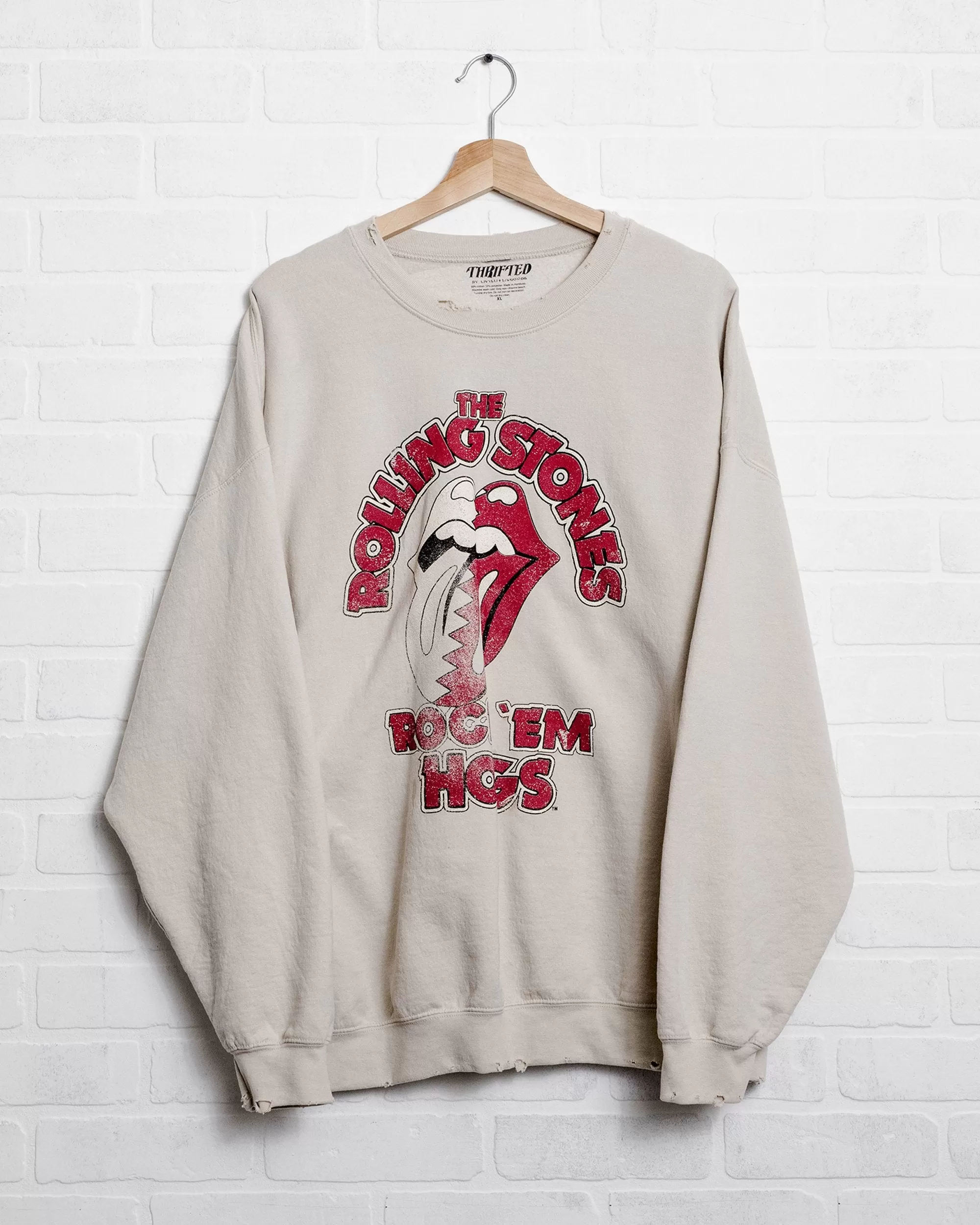 Rolling Stones Rock 'Em Hogs Sand Thrifted Sweatshirt