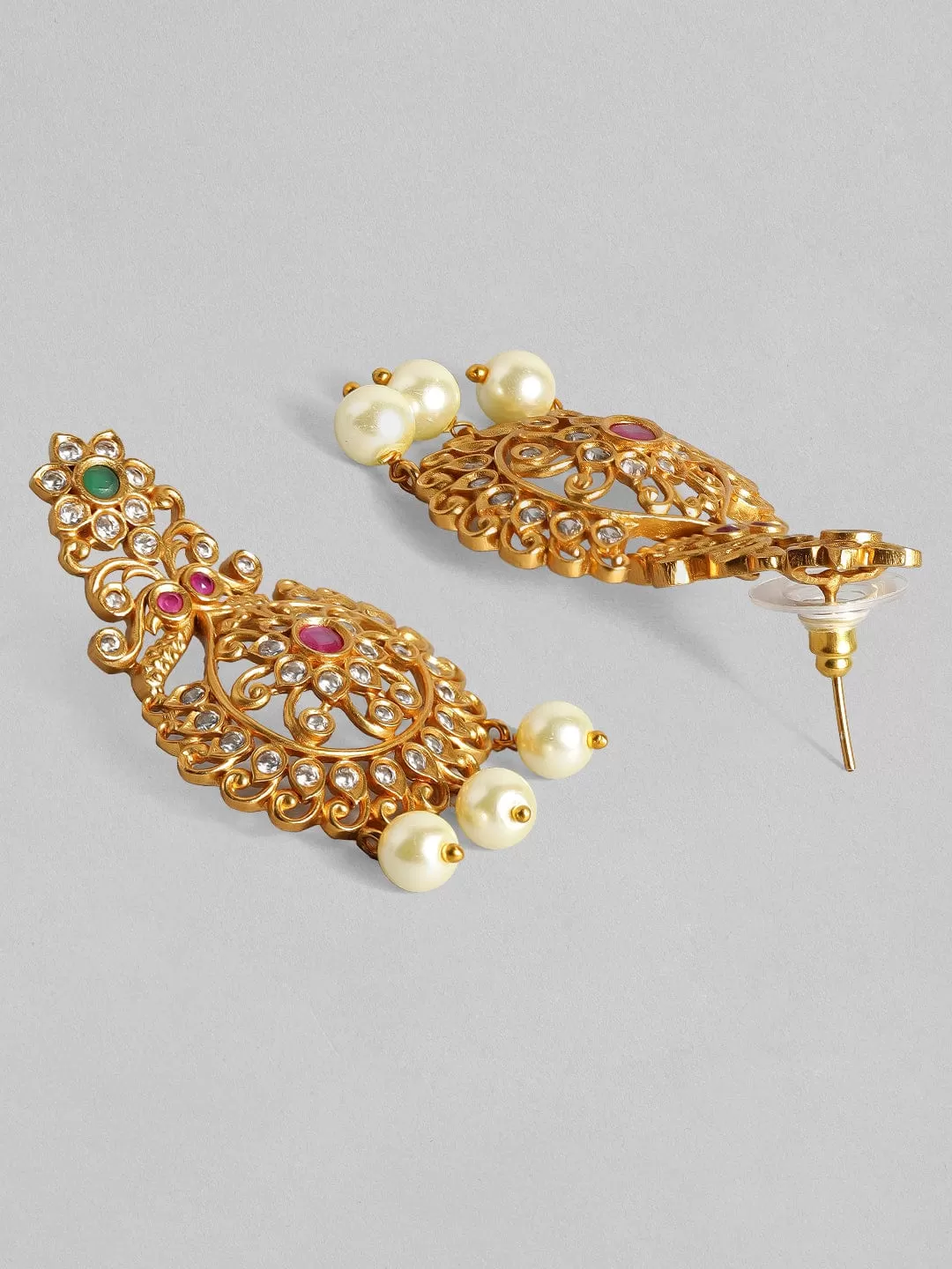 Rubans Gold-Toned Stone-Studded Handcrafted Jewellery Set