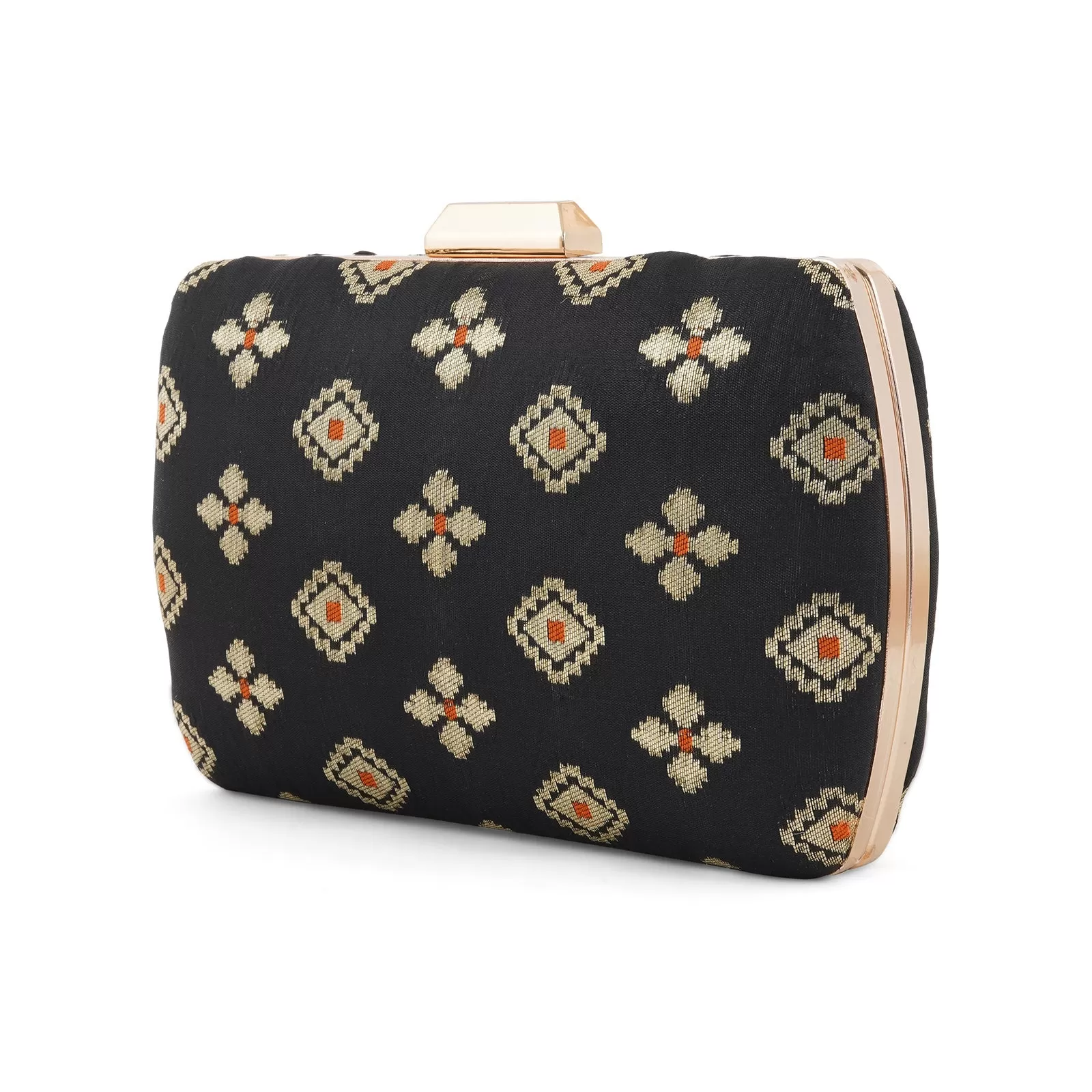 Shaadi Saga Black Brocade Fabric Clutch