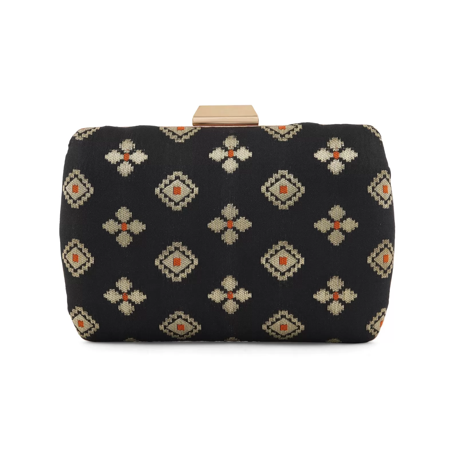 Shaadi Saga Black Brocade Fabric Clutch