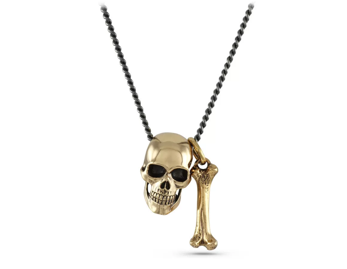 Skull & Bone Necklace - Bronze