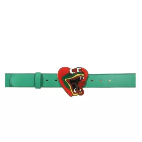 SKY HIGH FARM WORKWEAR SNAKE HEART BELT GREEN LEATHER