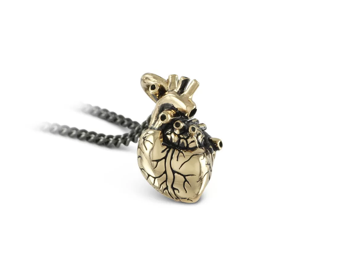 Small Anatomical Heart Necklace - Bronze