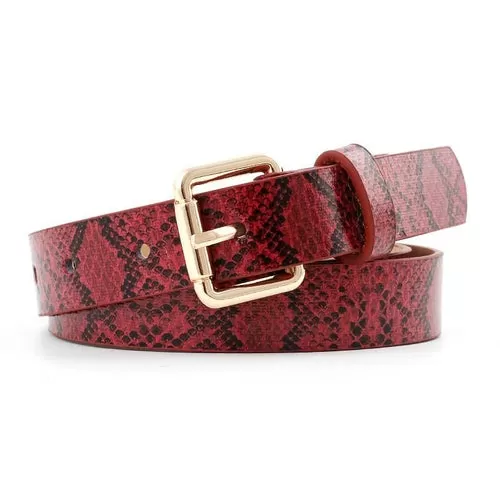 Snake Print Women Faux Leather Fashion Belt Buckles Jeans Dress