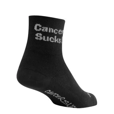 SockGuy Cancer Sucks Black Cycling Socks Size S/M Made in USA