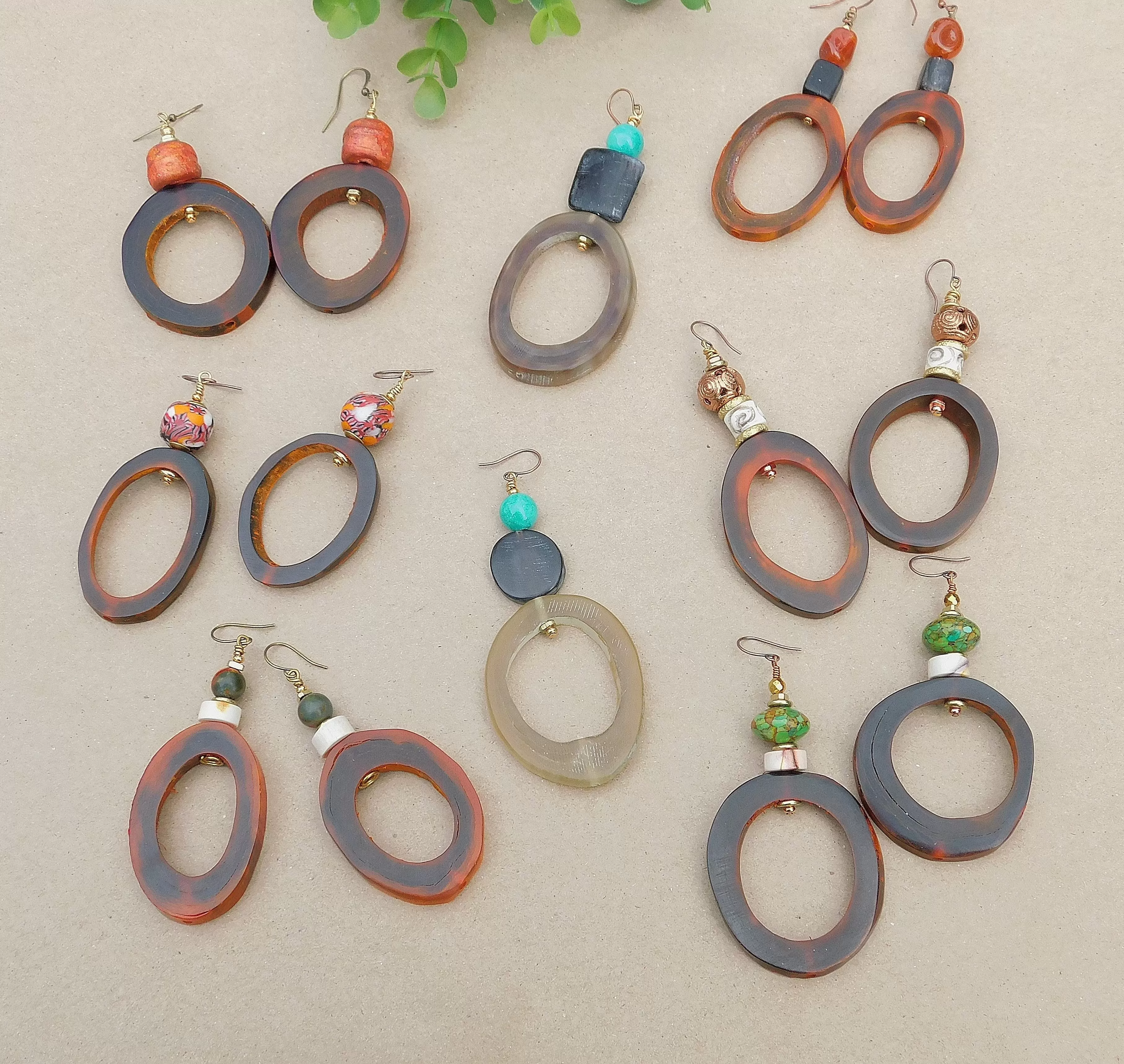 Stoneware Clay Bead Hoop Earrings