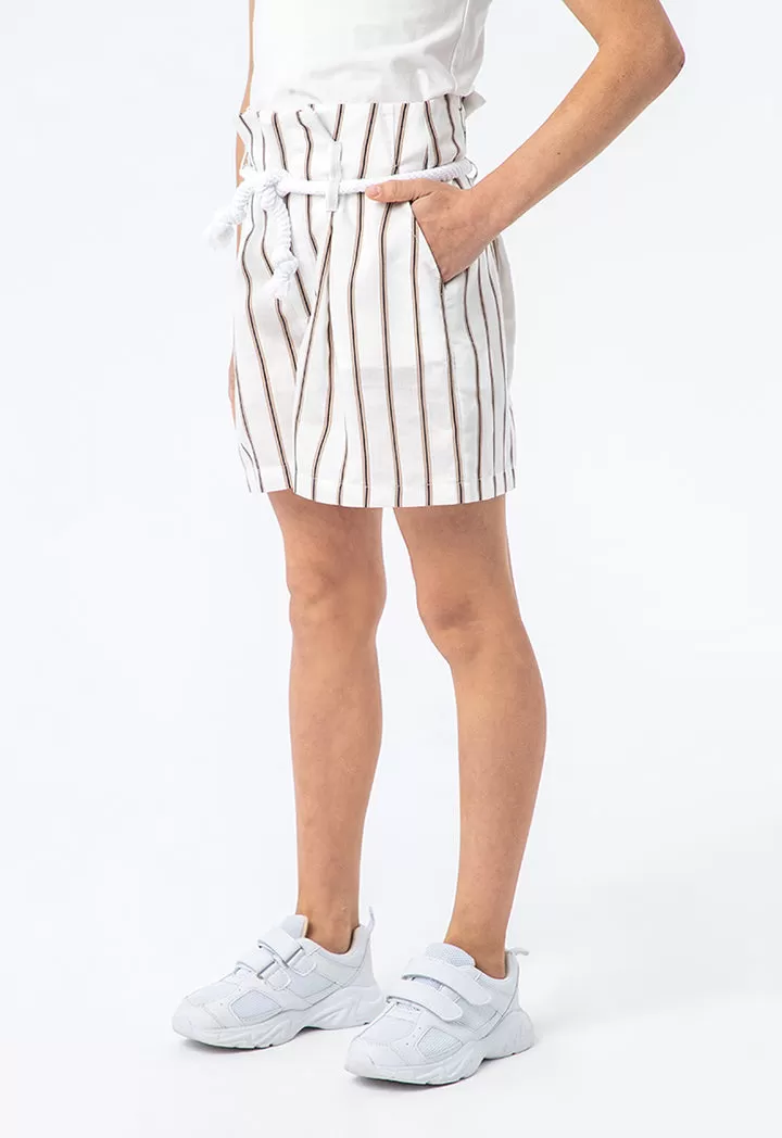 Striped High Waist Shorts With Robe Belt