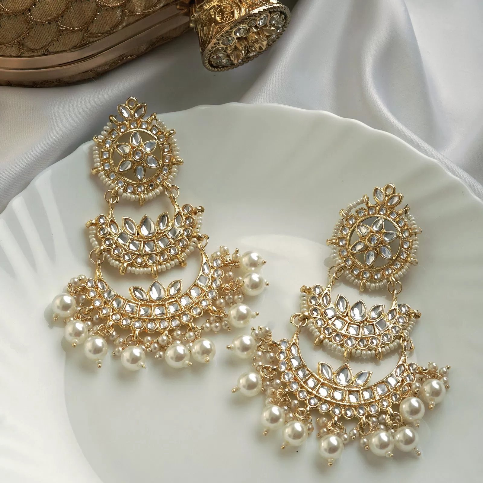 Teejh Eshana Pearl and Polki Earring