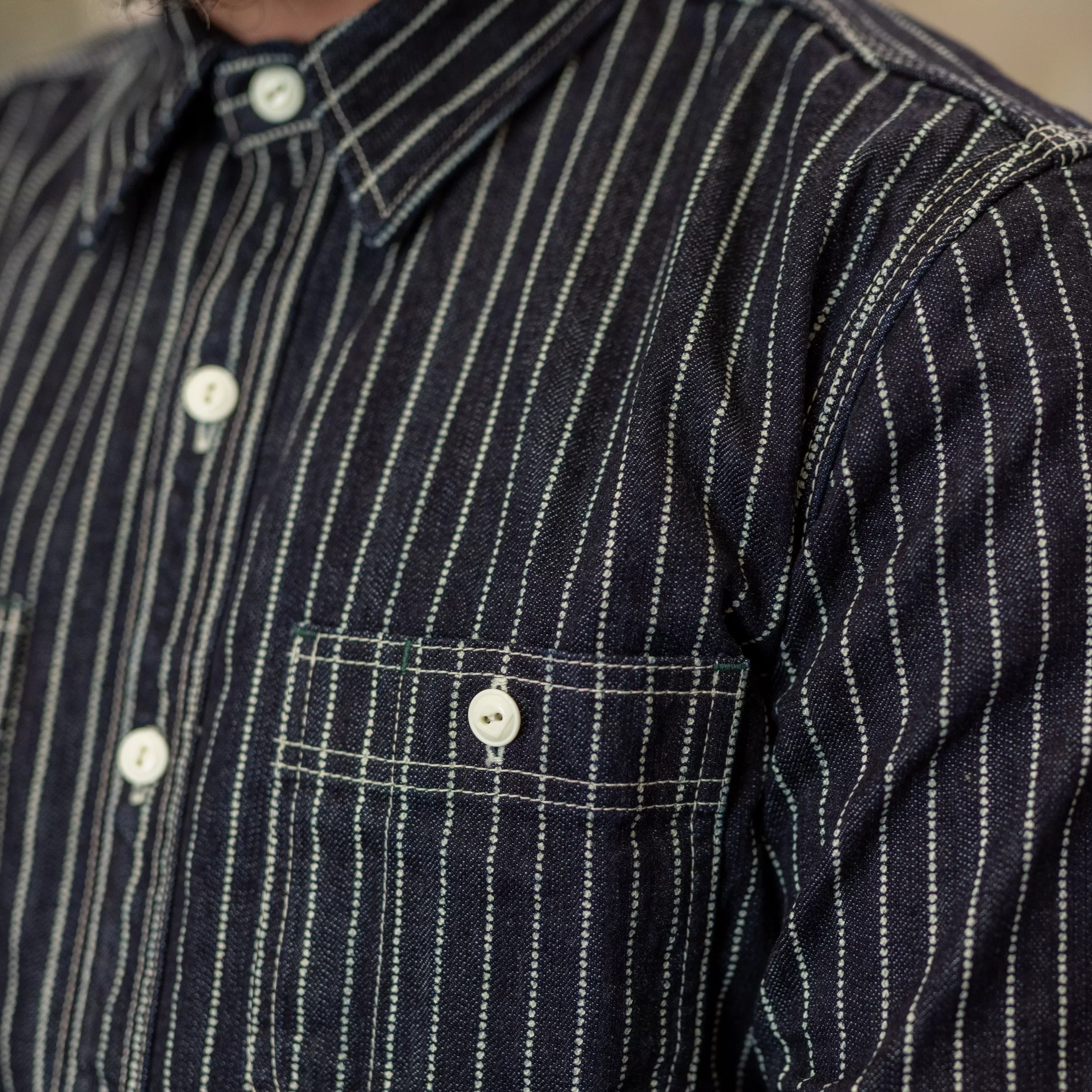 The Flat Head 10oz Wabash Work Shirt Blue