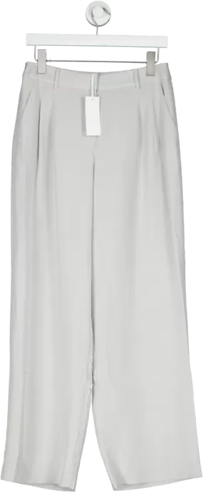 The White Company Grey Silk Blend Wide Leg Lux Trousers UK 10