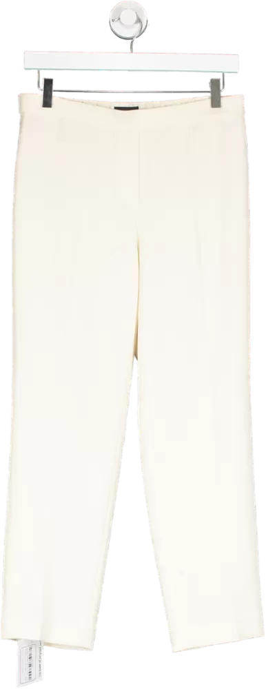 Theory Cream Tapered Leg Trousers UK 4