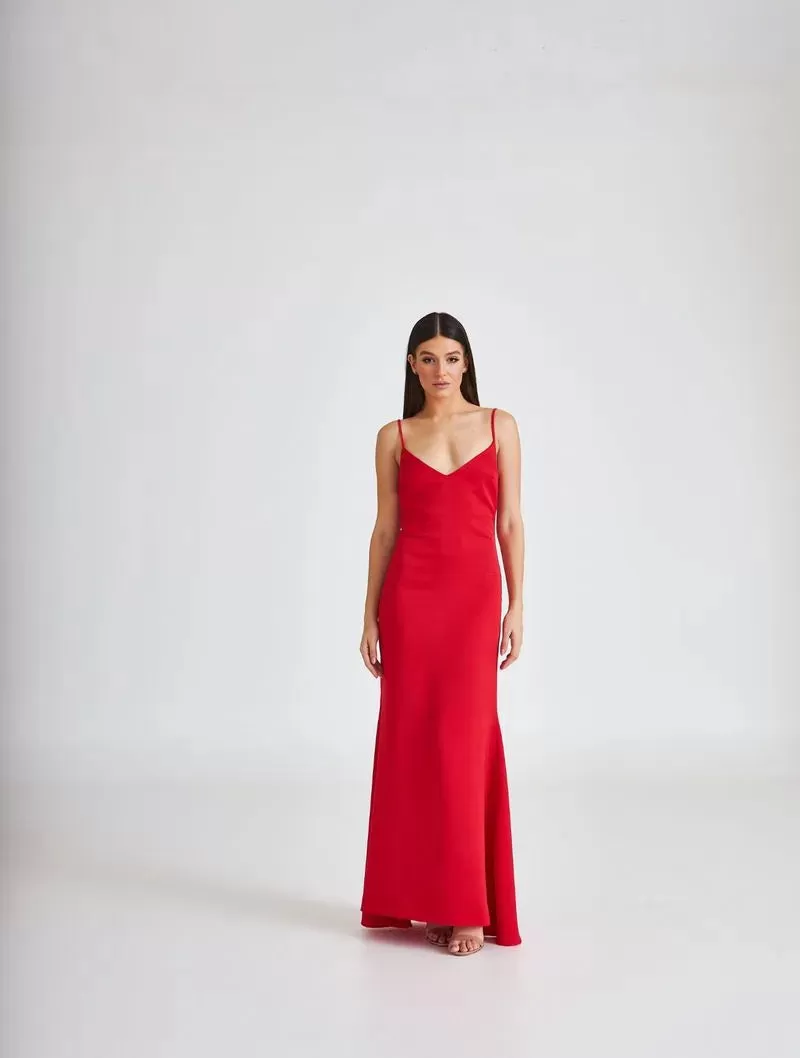 VESTIDO CLOUDE ALESSANDRA LONGO VERMELHO