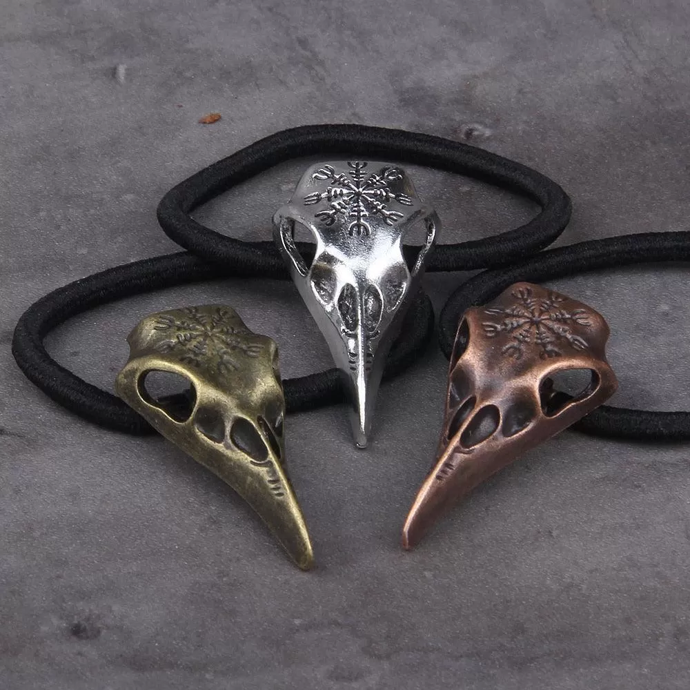 Viking Hair Band Raven Skull