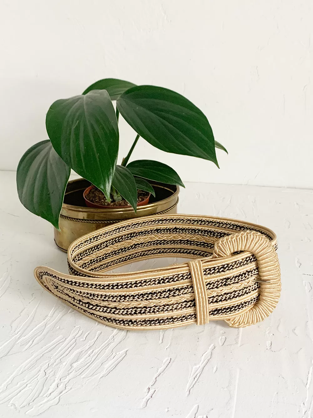 Wide Black and Tan Woven Belt