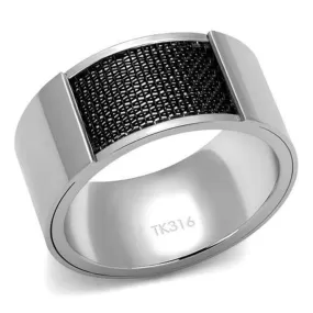 WildKlass Stainless Steel Ring High Polished Men Epoxy Jet