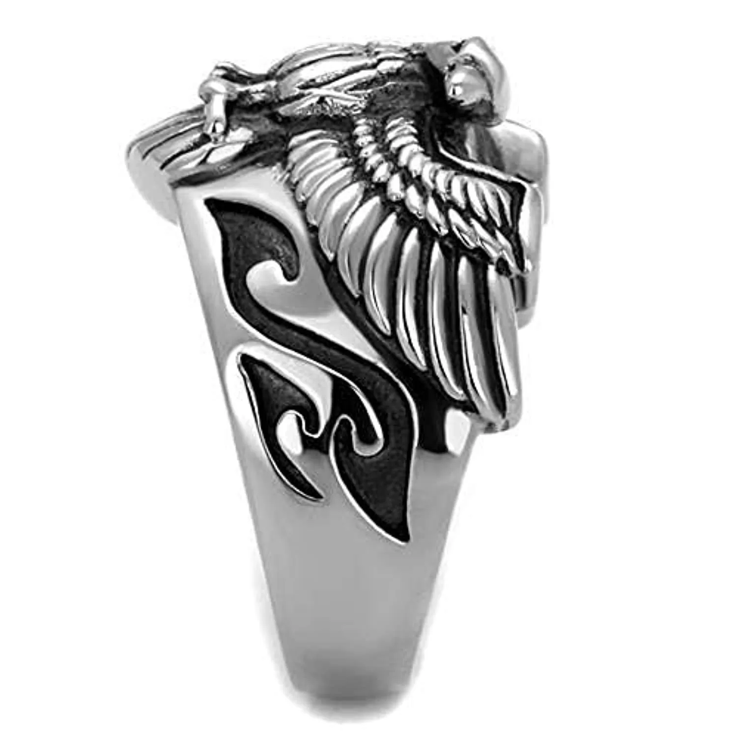 WildKlass Stainless Steel Ring High Polished Men Epoxy Jet