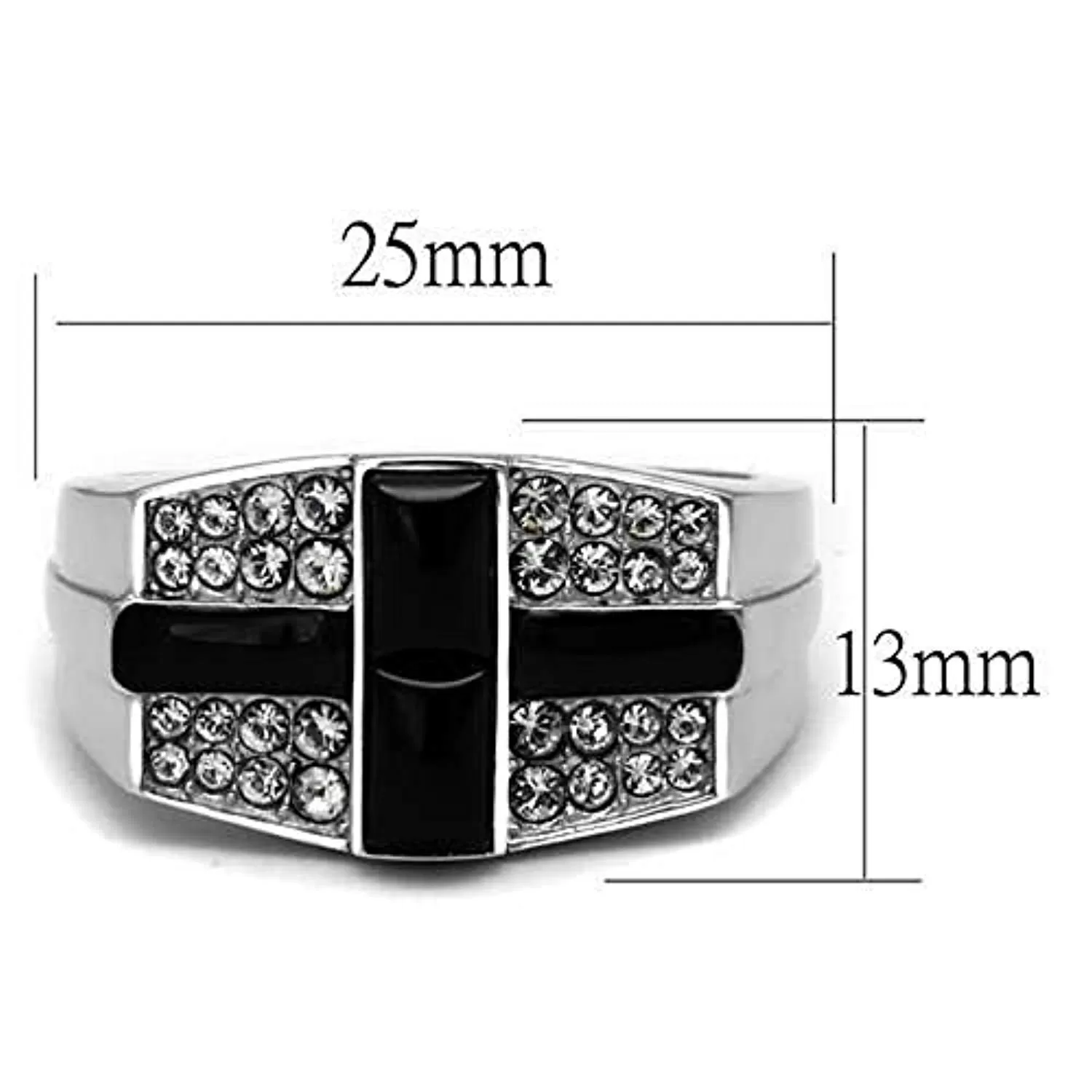 WildKlass Stainless Steel Ring High Polished Men Semi-Precious Jet