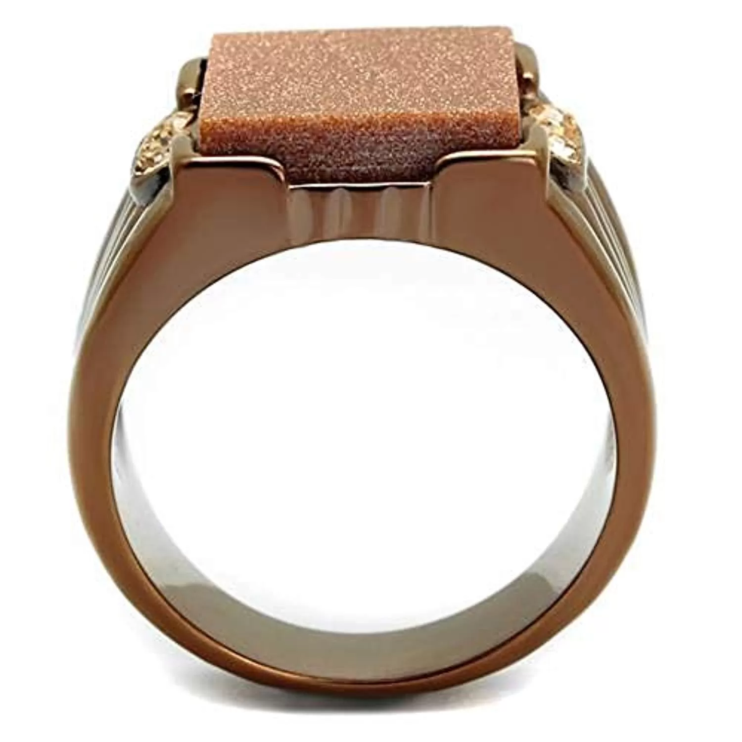 WildKlass Stainless Steel Ring IP Coffee Light Men Semi-Precious Siam