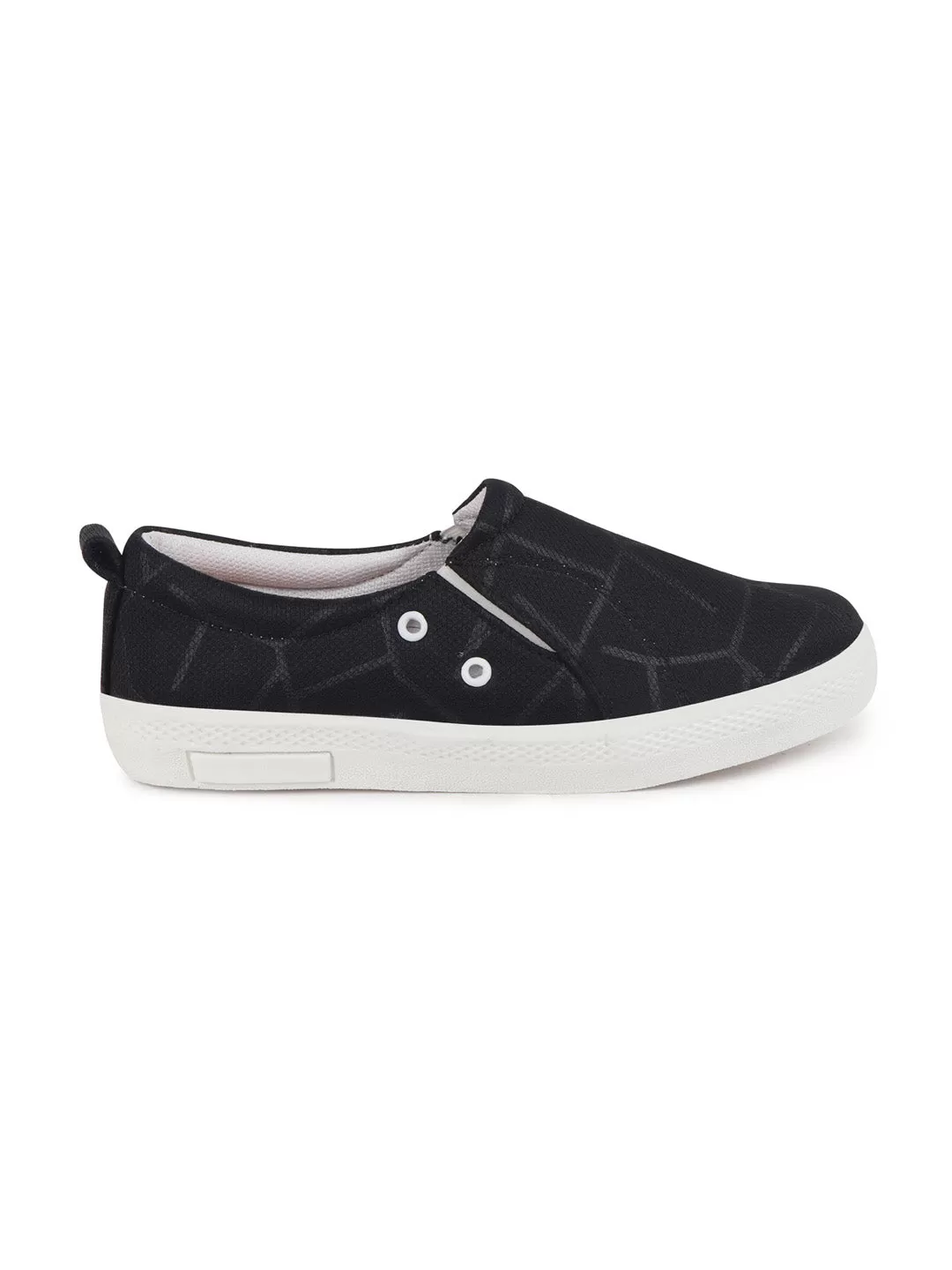 Women Black Casual Canvas Slip-On Loafers