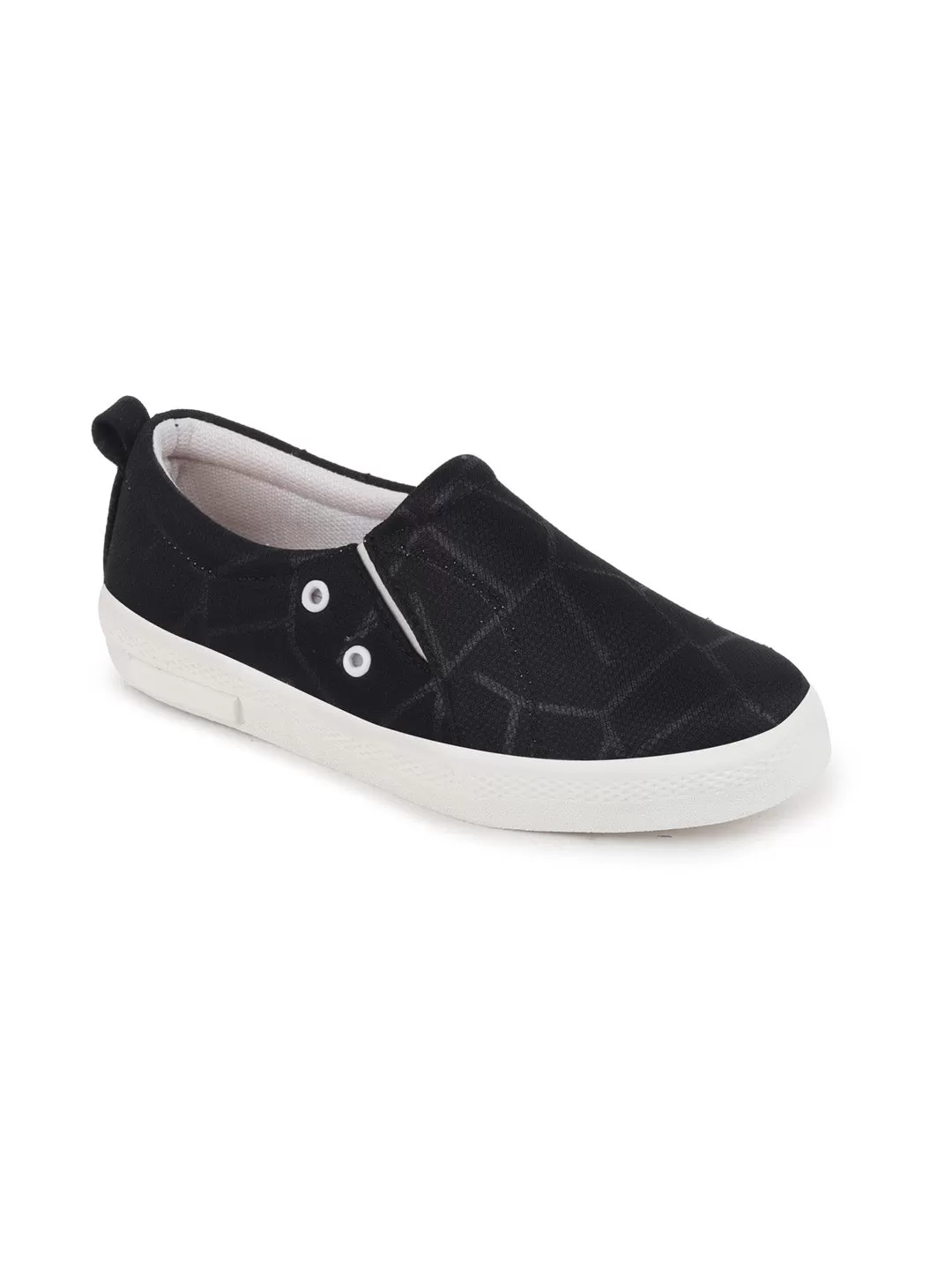 Women Black Casual Canvas Slip-On Loafers