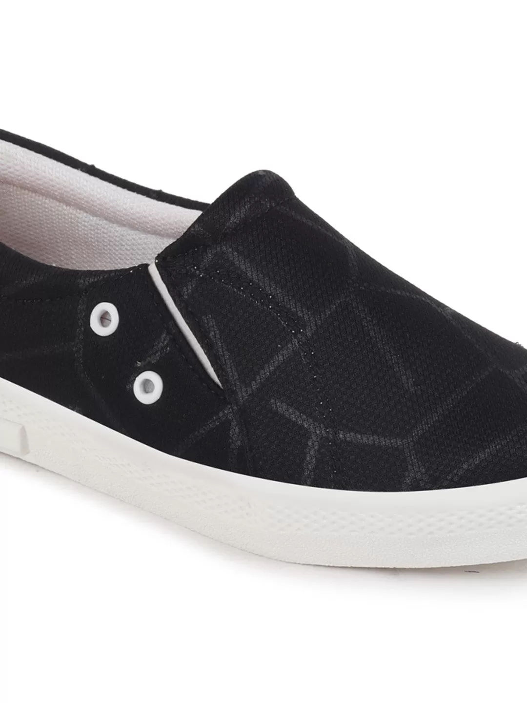 Women Black Casual Canvas Slip-On Loafers