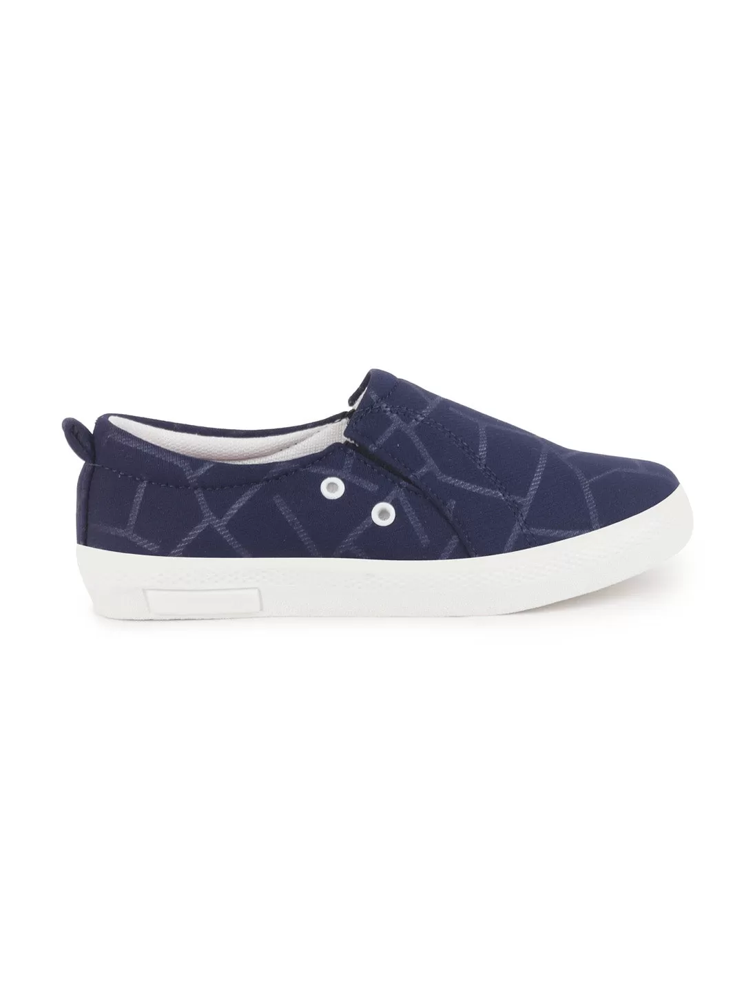 Women Navy Blue Casual Canvas Slip-On Loafers