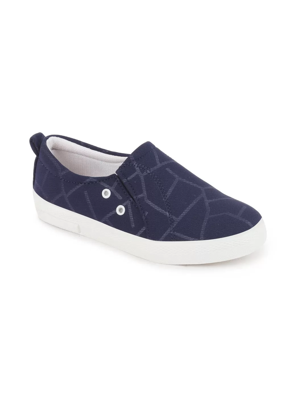 Women Navy Blue Casual Canvas Slip-On Loafers