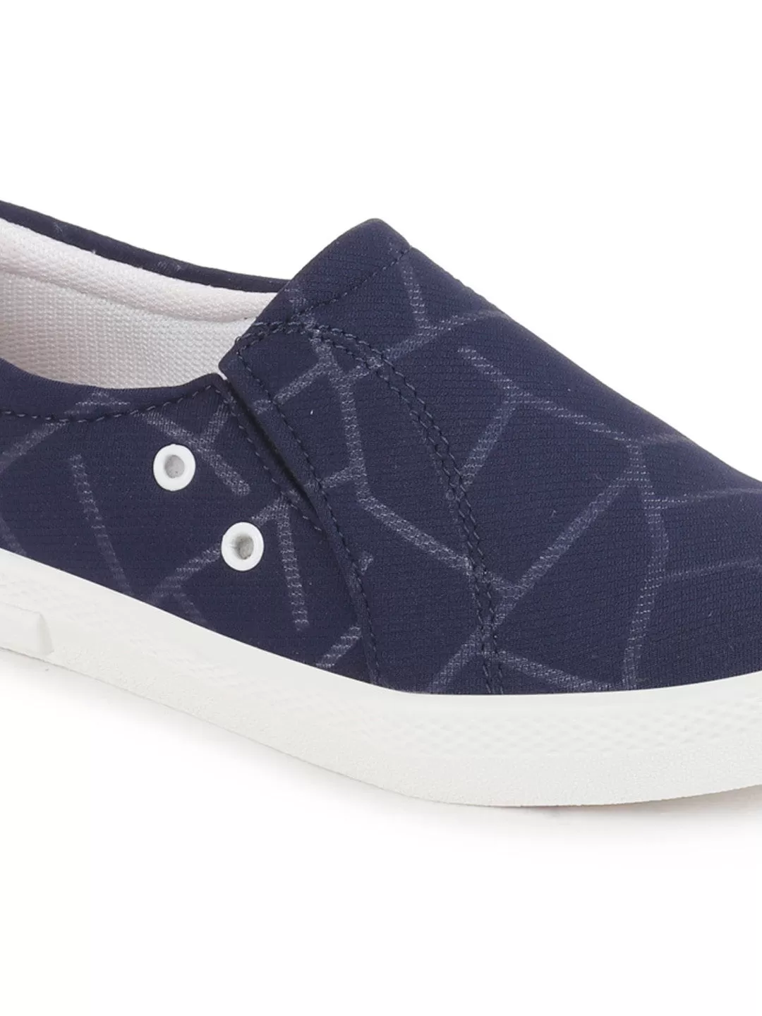 Women Navy Blue Casual Canvas Slip-On Loafers