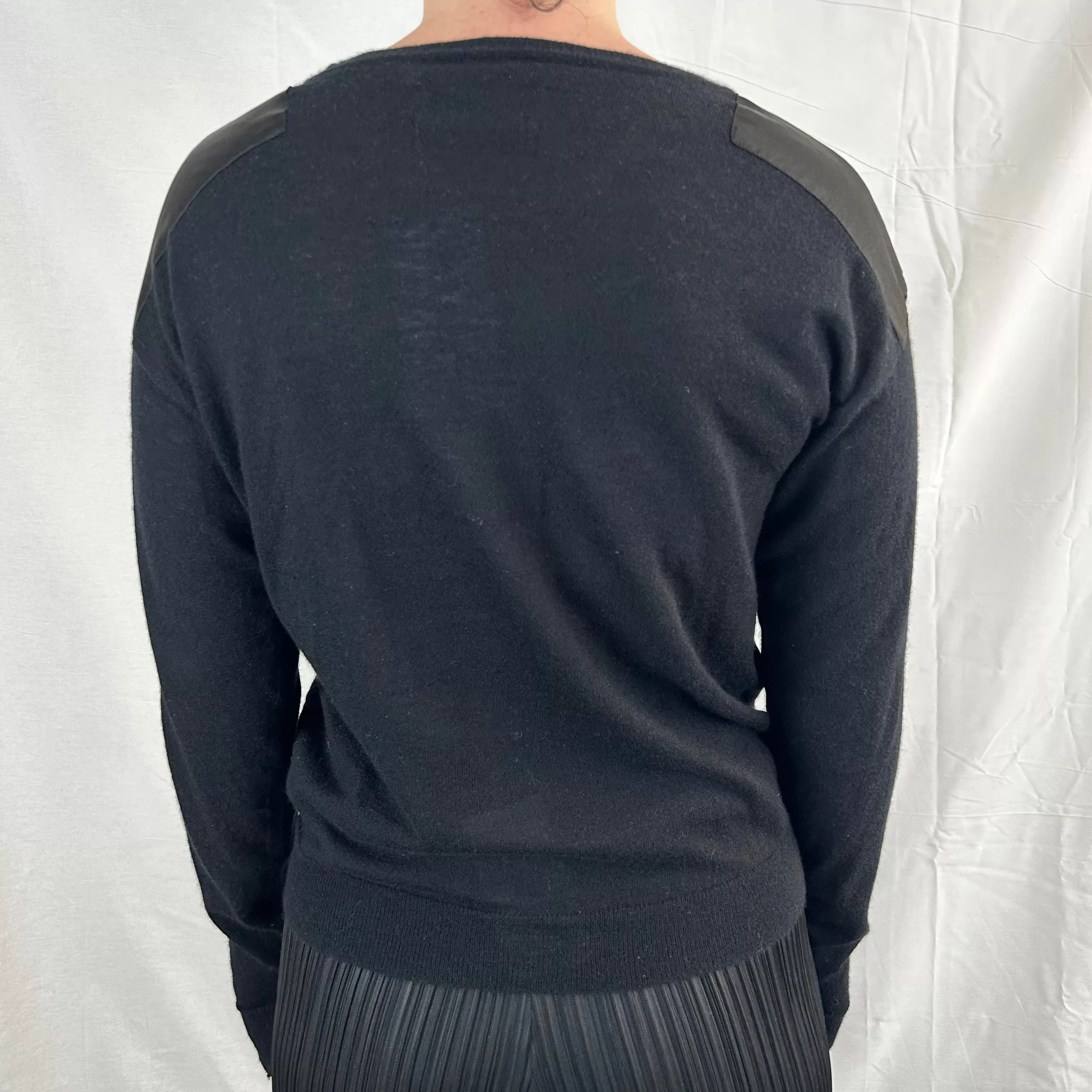 Zadig & Voltaire Black Cashmere Kansas Patch Knit Sweater XS